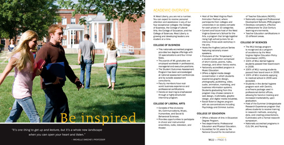 West Liberty University viewbook print design