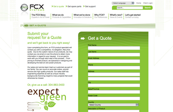 FCX Systems website design