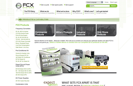 FCX Systems website design