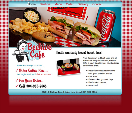 Beehive Cafe website design