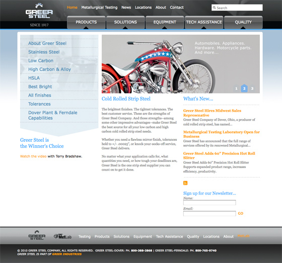 Greer Steel website design