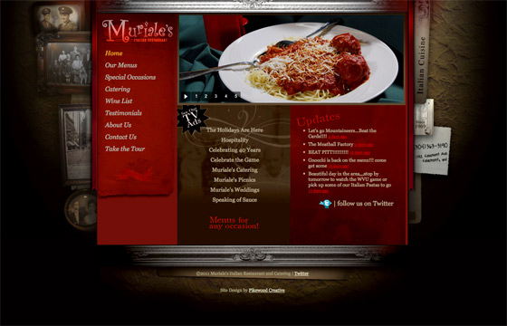 Muriale's Italian Restaurant website design