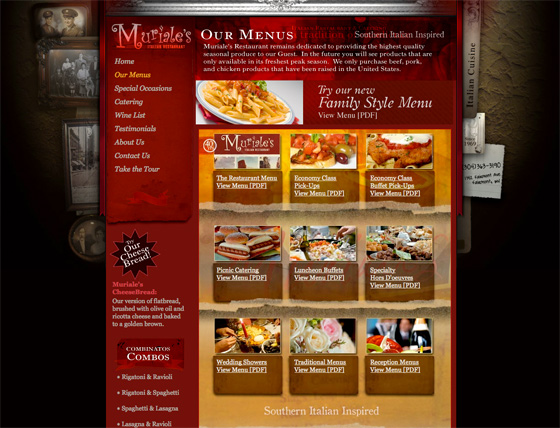 Muriale's Italian Restaurant website design