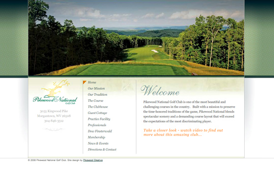 Pikewood National Golf Club website design