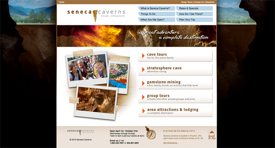 Seneca Caverns website design