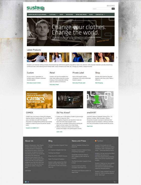 SustainU Clothing Company website design